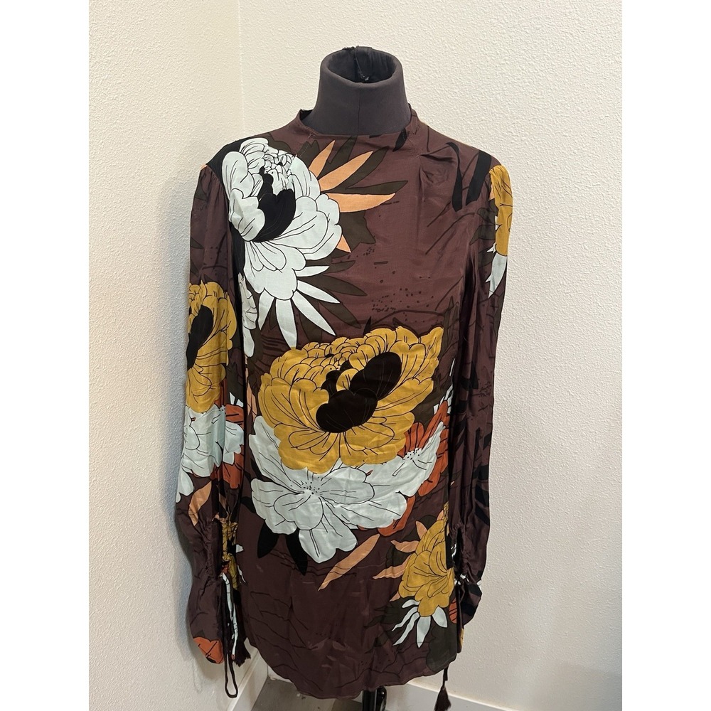Free People Puff-Sleeve Dress Size XS‎ Floral Open Back Mini